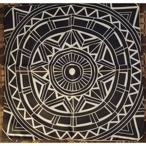 Geometric Design Burlap Pillow Cover 17" X‎ 17 "  Black & White Zip opening New